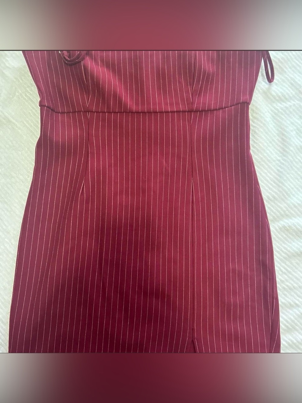 Forever 21 Burgundy Pinstripe Midi Sheath Dress